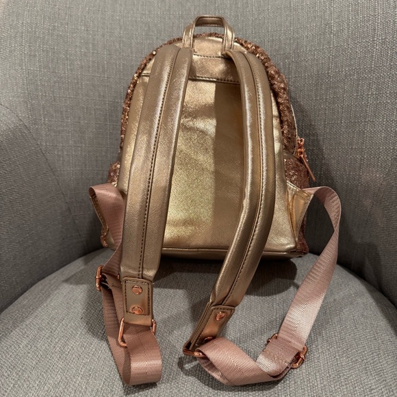 Disney Loungefly Rose Gold Sequin Mini Backpack - Picture 3 of 8